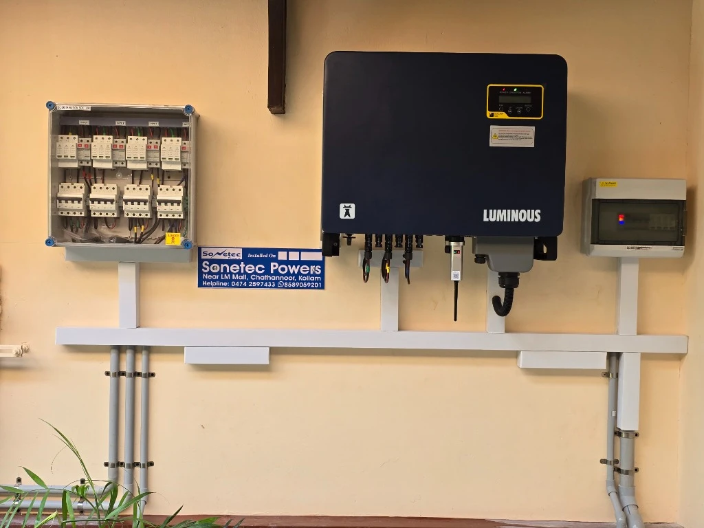 Luminous NXi 325 3-Phase Inverter and Sonetec Powers Plaque at Sindhoor Ayurveda Hospital Kollam